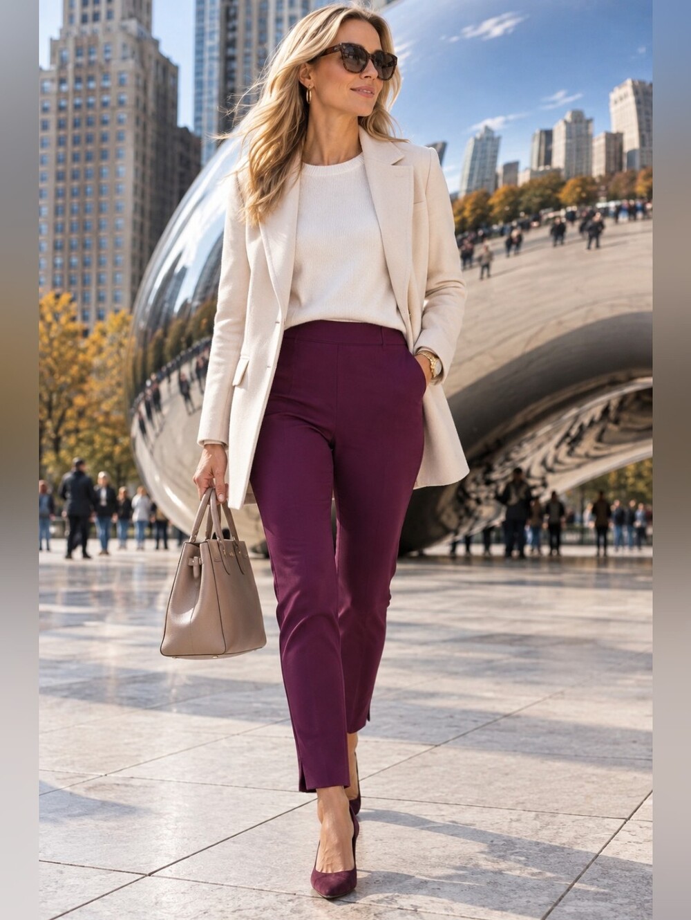 Soft Surroundings Plum Pull-On Cropped Pants Size Large